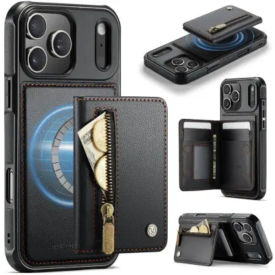 JEEHOOD J12 Plånboksfodral iPhone 17 Pro Max Konstläder Svart