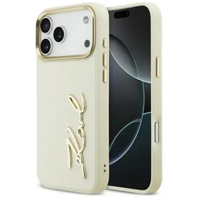 Karl Lagerfeld iPhone 17 Pro Max Mobilskal Karl Script Logo - Beige