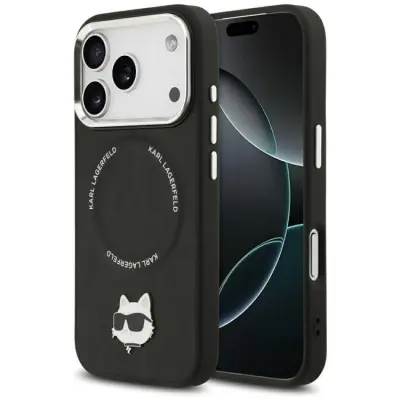 Karl Lagerfeld iPhone 17 Pro Max Mobilskal MagSafe Choupette Pin - Svart
