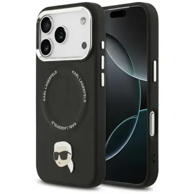 Karl Lagerfeld iPhone 17 Pro Max Mobilskal MagSafe Karl Pin - Svart