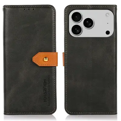 KHAZNEH iPhone 17 Pro Max Plånboksfodral Läder Stativ