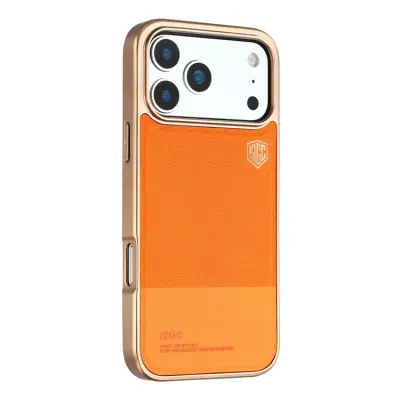 KIGC iPhone 17 Pro Max Mobilskal Electroplating PC + TPU + PU - Orange (Orange)