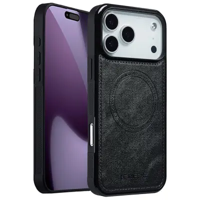 LC.IMEEKE iPhone 17 Pro Max Fodral KonstLäder - Svart