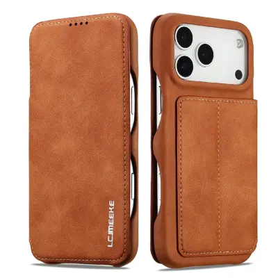 LC.IMEEKE iPhone 17 Pro Max Fodral Card Holder KonstLäder - Brun