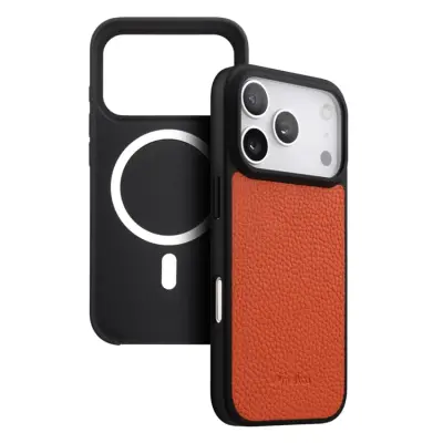 MELKCO iPhone 17 Pro Max Mobilskal Magsafe Äkta läder - Orange (Orange)