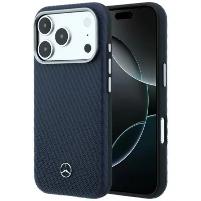 Mercedes Mobilskal för iPhone 17 Pro Max MagSafe Läder Wood Effect - Marinblå