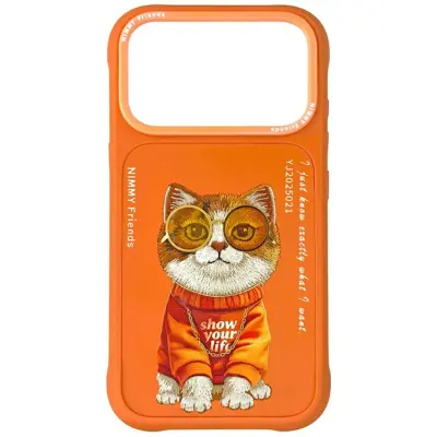 Nimmy iPhone 17 Pro Max Mobilskal Glasses Cool Cat - Orange
