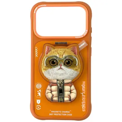 Nimmy iPhone 17 Pro Max Mobilskal MagSafe Pendant Cool&Cute 2.0 Cat - Orange