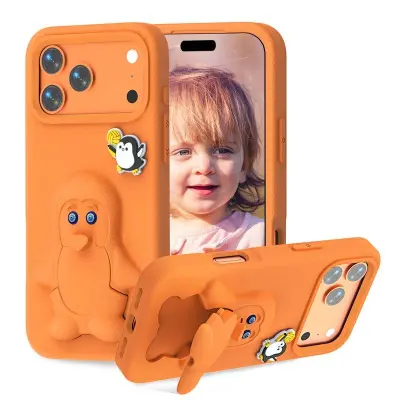 Penguin iPhone 17 Pro Max Mobilskal Kickstand Shockproof EVA - Orange