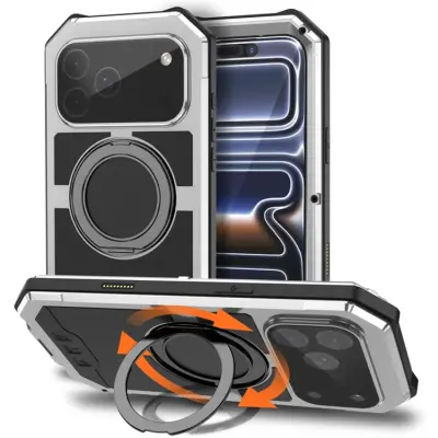 R-JUST iPhone 17 Pro Max Mobilskal Magsafe Kickstand - Silver (Silver)