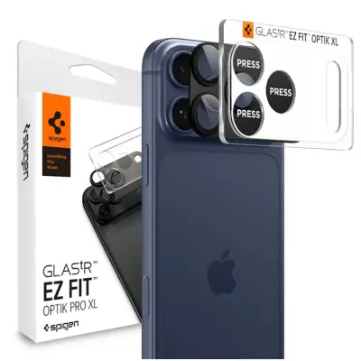 Spigen iPhone 17 Pro Max Härdat Glas Kameralinsskydd EZ Fit - Svart