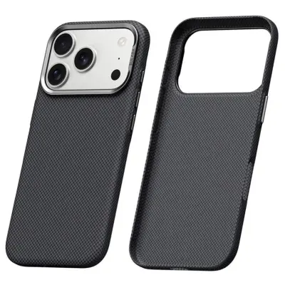 SULADA iPhone 17 Pro Max Mobilskal Grid TextuRöd (Titansvart)