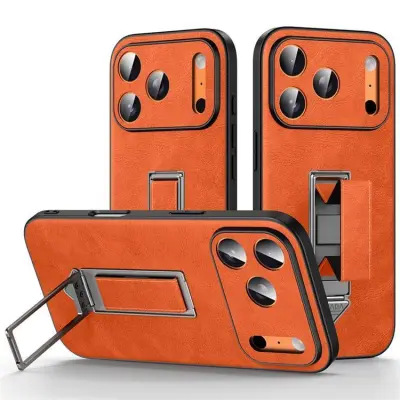 SULADA iPhone 17 Pro Max Mobilskal Kickstand med Fingerrem - Orange (Orange)