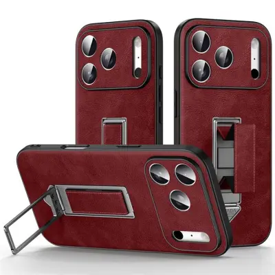 SULADA iPhone 17 Pro Max Mobilskal Kickstand med Fingerrem (Röd)