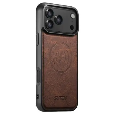 SUTENI iPhone 17 Pro Max Mobilskal MagSafe Litchi Texture - Brun