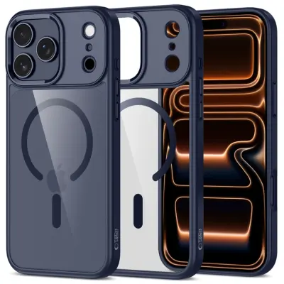 Tech-Protect iPhone 17 Pro Max Mobilskal Magsafe Matte - Mörkblå/Clear