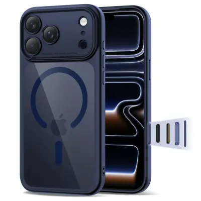 Tech-Protect iPhone 17 Pro Max Mobilskal Magsafe Peak - Mörkblå/Clear