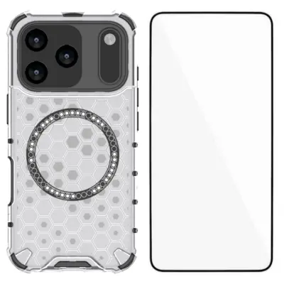 WANLONFENG iPhone 17 Pro Max Mobilskal Magsafe med Härdat Glas