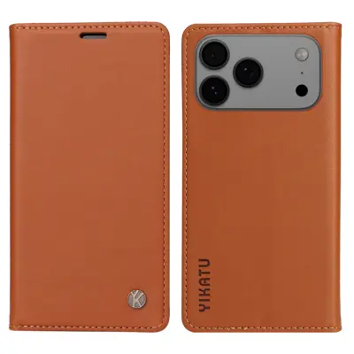 Yikatu iPhone 17 Pro Max Plånboksfodral Magnetic Closure - Brun