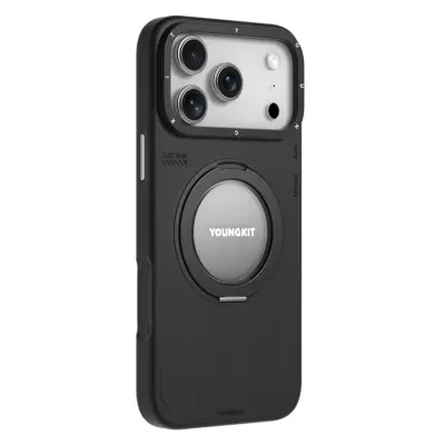 YOUNGKIT iPhone 17 Pro Max Mobilskal Rotating Kickstand - Svart