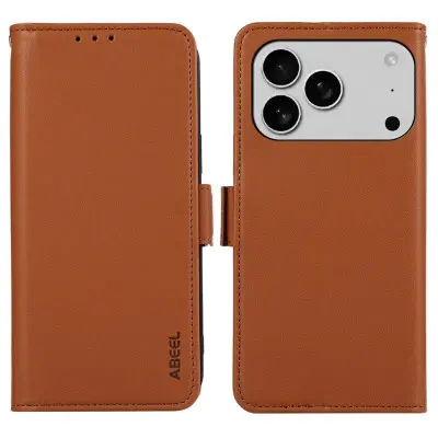 ABEEL iPhone 17 Pro Plånboksfodral Konstläder med RFID-Skydd - Brun