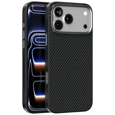 ABEEL iPhone 17 Pro Mobilskal MagSafe Carbon Fiber Texture (Svart)