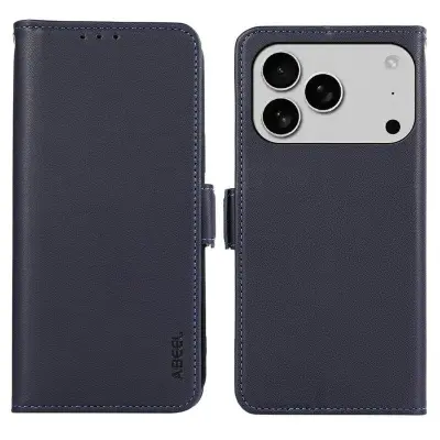 ABEEL iPhone 17 Pro Mobilskal Konstläder med RFID-Skydd - Blå
