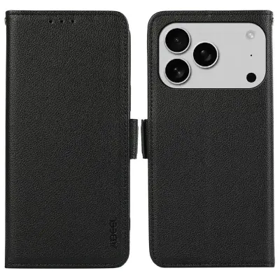 ABEEL iPhone 17 Pro Mobilskal KonstLäder RFID-Skydd - Svart