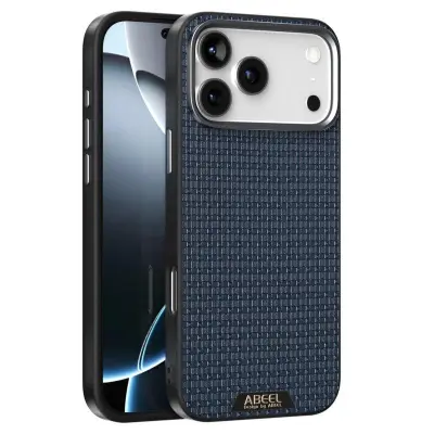 ABEEL iPhone 17 Pro Mobilskal MagSafe Äkta Läder Blå