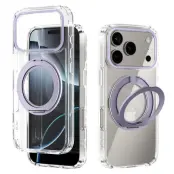 ABEEL Q-LUCK Mobilskal till iPhone 17 Pro Shockproof Rotating Kickstand Lila