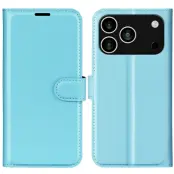 AMORUS iPhone 17 Pro Plånboksfodral Flipstativ Litchi - Blå