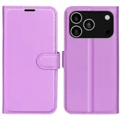 AMORUS iPhone 17 Pro Plånboksfodral Flipstativ Litchi - Lila