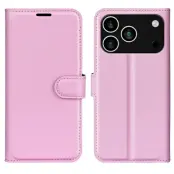 AMORUS iPhone 17 Pro Plånboksfodral Flipstativ Litchi - Rosa
