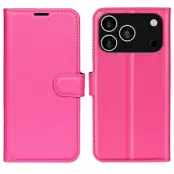 AMORUS iPhone 17 Pro Plånboksfodral Flipstativ Litchi - Rose