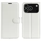 AMORUS iPhone 17 Pro Plånboksfodral Flipstativ Litchi - Vit