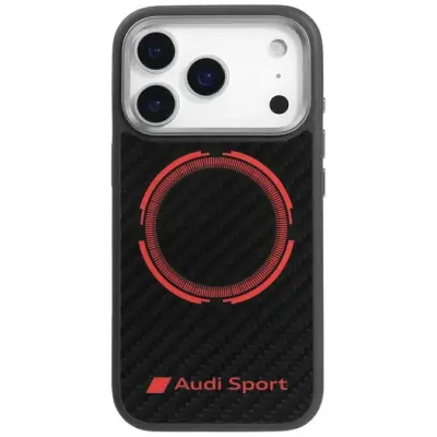 Audi iPhone 17 Pro Mobilskal MagSafe Carbon Fiber Sport Red Circle