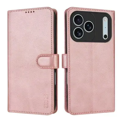 AZNS iPhone 17 Pro Plånboksfodral Konstläder - Roséguld