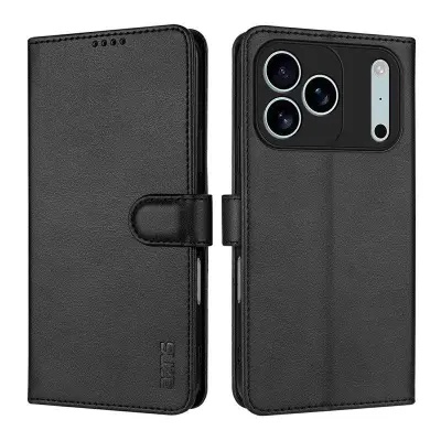 AZNS iPhone 17 Pro Plånboksfodral Konstläder - Svart