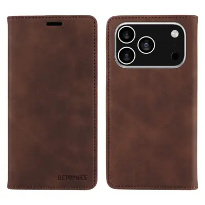Betopnice iPhone 17 Pro Plånboksfodral Magnetic RFID Blocking - Brun