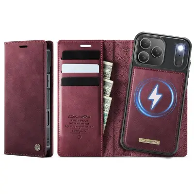 CASEME C49 iPhone 17 Pro Mobilskal MagSafe RFID Blocker Röd