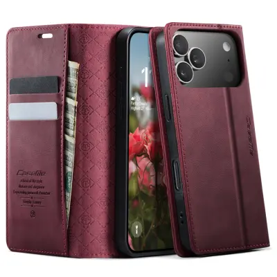 Caseme iPhone 17 Pro Plånboksfodral RFID-Skydd 033 - Röd