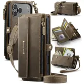 CASEME iPhone 17 Pro Plånboksfodral Zipper RFID C39 (Brun)