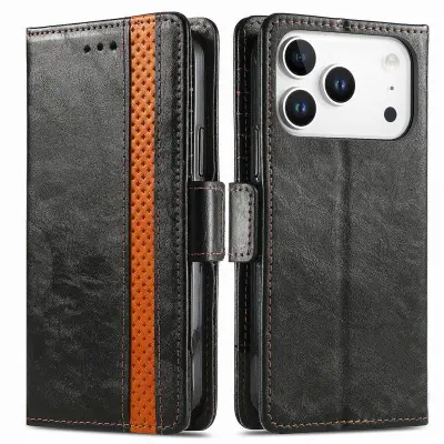 CASENEO iPhone 17 Pro Mobilskal KonstLäder med RFID-Skydd - Svart