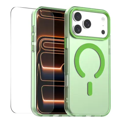 ENKAY iPhone 17 Pro Mobilskal MagSafe med 9H Härdat Glas - Grön