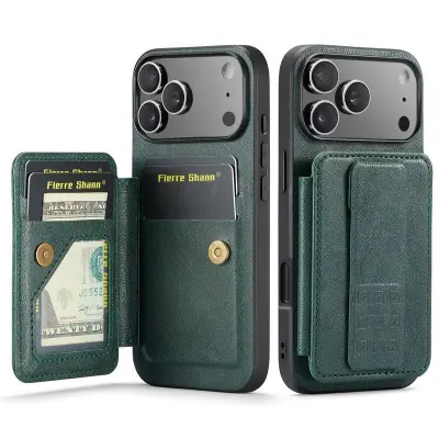 FIERRE SHANN 024 för iPhone 17 Pro Fodral KonstLäder - Grön