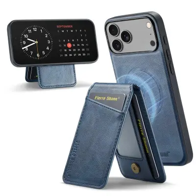 FIERRE SHANN 025 Fodral för iPhone 17 Pro KonstLäder - Blå