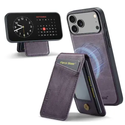 FIERRE SHANN 025 Fodral för iPhone 17 Pro KonstLäder - Lila