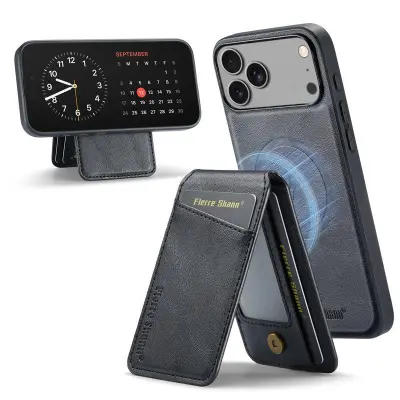 FIERRE SHANN 025 Fodral för iPhone 17 Pro KonstLäder - Svart