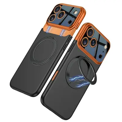 GKK iPhone 17 Pro Fodral Detachable Kamera Ram Kontrast - Orange / Svart (Orange / Svart)