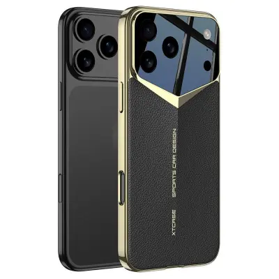 GKK iPhone 17 Pro Fodral Matte Konstläder belagd PC - Svart